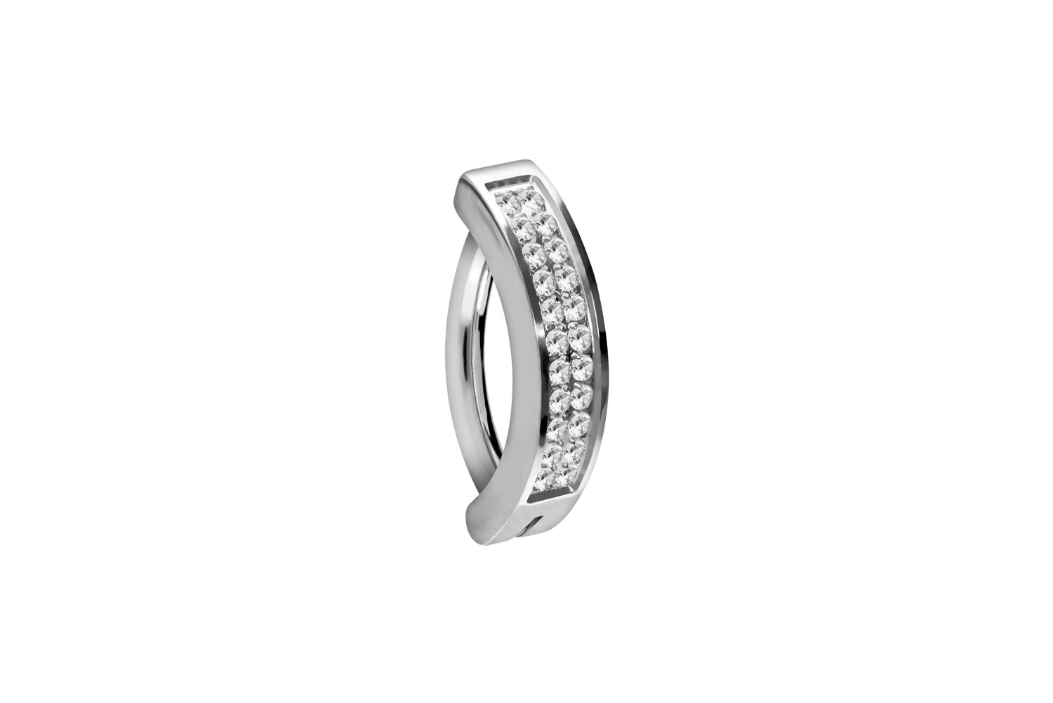 Titan Bauchnabelclicker Bauchnabelpiercing BOGEN + 2 EINGEFASSTE KRISTALLREIHEN